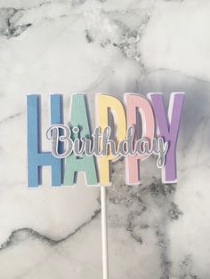 A beautiful colourful cake topper perfect for all ages! It has the colours blue pink yellow green and purple all in pastels!! Cake Toppers Made With Cricut, Cricut Cake Topper Diy, Cake Toppers Cricut, Cricut Caketoppers, Cake Toppers With Cricut, Cricut Cake Topper, Cake Topper Cricut, Cake Toppers Diy, Cake Topper Ideas