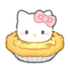 a drawing of a hello kitty cupcake with a bow on it's head