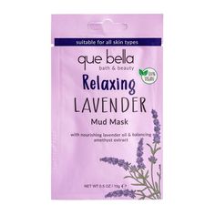 Que Bella Relaxing Lavender Mud Mask - 0.5oz : Target Lavender Face Mask, Soothing Face Mask, Aloe On Face, Bella Beauty, Combination Skin Type, Face Sheet Mask, Mud Mask, Peel Off Mask, Makeup Studio