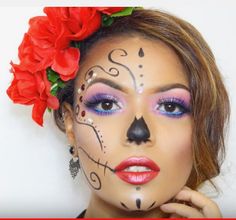 Dressing up for the Day if the Dead Simple Catrina Makeup Ideas Half Face, Day Of The Dead Face Paint Easy, Day Of The Dead Face Paint Simple, Half Face Day Of The Dead Makeup, Easy Day Of The Dead Makeup Diy, Dia De Los Muertos Face Paint Ideas Easy