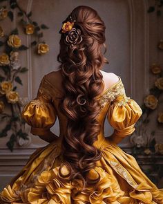 Belle Ballgown, Beauty And The Beast Quince, Messy High Ponytails, Beauty And The Beast Wedding Theme, Belle Aesthetic, Belle Wedding Dresses, Beauty And Beast Birthday, Dressing Chic, Beauty And The Beast Wallpaper