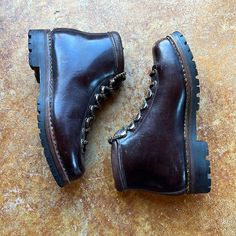 Vintage By Fabiano Made In Italy Danner-Style Boots! Barely Worn, Vibram Soles Look Brand New. Leather, Ox Blood/Brown Color. See Pic For Size. Great Vintage Alpine Boot, Hard To Find With Such Little Wear. Leather Closed Toe Adventure Boots, Walking Boots With Vibram Sole, Leather Sole Hiking Boots With Round Toe, Closed Toe Hiking Boots With Vibram Sole, Leather Closed Toe Hiking Boots, Hiking Boots With Vibram Sole, Dingo Boots, Boots Vintage, Hiking Boot