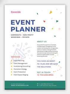 the event planner flyer is designed to be used for flyers, brochures and presentations