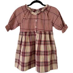 Nwt Lali Ivy Dress In Red Chex. This Adorable 100% Quality Made Little Girls Dress Has A Boho House On The Prairie Feel With Its Delicate Ruffles, Button Front, And Puff Sleeves. Dainty A-Line Silhouette And Neutral Red, Beige And Blue Plaid. Girls Size 6 Ivy Dress, Beige And Blue, Boho House, Prairie Dress, Girls Dress, Dress Red, Blue Plaid, Kids' Dresses