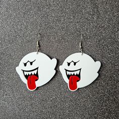 ** BUY 3 items from my shop, Get 1 FREE surprise pair of earrings :] **   kawaii BOO earrings from Mario Bros Franchise Thank you for supporting my small business 😊 Nintendo Earrings, Super Mario Ghost, Boo Mario, Boo Earrings, Mario Mario, Earrings Kawaii, Mario Nintendo, Acrylic Jewelry, Acrylic Jewellery