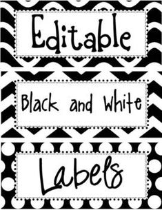 black and white labels with the words edittablee, black and white labels on them