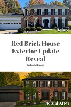 the before and after pictures of a red brick house