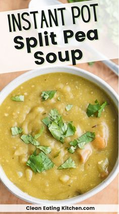 instant pot split pea soup in a white bowl