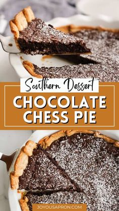 chocolate cheese pie with text overlay