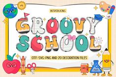 the grooy school font is displayed on a bulletin board