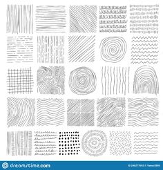 a collection of hand drawn lines