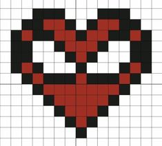 the heart is made up of squares with red, black and white designs on them