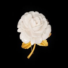 Add a touch of elegance with our Alloy Noble White Rose Flower Brooch. Made from high-quality alloy, this brooch features a stunning white rose design. Perfect for dressing up any outfit and making a statement, this brooch is a must-have accessory for any fashion-forward individual. Tarnish-proof Water-proof Sleep / Nap-proof Safe for sensitive skin Wear it while working out &showering Designed to wear 24/7 If there is no stock, the product will take 15 days to produce Please leave your usual em Baby Charm Bracelet, Cheap White Flower Brooches, Gold Flower-shaped Brooches For Gifts, Luxury Flower-shaped Brooch For Formal Occasions, Luxury White Flower Brooch, Vintage White Flower Brooches, Sterling Silver Nose Rings, White Rose Flower, Gemstone Earrings Gold