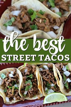 the best street tacos recipe with beef, onions and cilantro