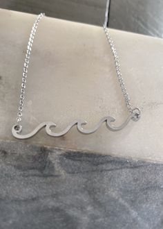 Waves Silver Necklace-Cali Moon Boutique, Plainville Connecticut Cheap Silver Beaded Necklaces For Beach, Cheap Ocean-inspired Silver Necklaces, Arm Candy Bracelets, Casual Bottoms, Bar Bracelets, Blazer With Jeans, Long Sleeve Blazers, Beauty Collection, Simple Necklace