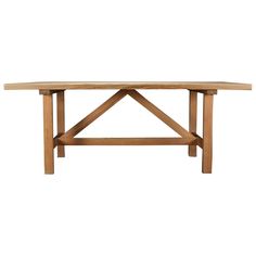 a wooden table with two crossed legs and a cross - leg design on the top