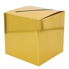 a gold colored box with a black line on the side