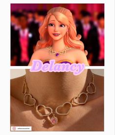 the barbie doll is wearing an elaborate necklace