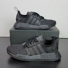 New Adidas Originals Nmd_r1 Boost Triple Black/Grey Shoes Fv1691 These Are Youth Size And Already Converted To Women's Size Youth Us Size 5 = Women's 6.5 Product Details New With Box Lace Closure Product Color: Core Black/Gray Product Code: Fv1691 Please Feel Free To Ask Any Questions. Adidas Shoes Adidas Nmd Nmd_r1 Nike Black Running Shoes With Perforations And Round Toe, Adidas Gray Running Shoes With Laces, Gray Adidas Running Shoes With Laces, Black Sports Sneakers With Perforations, Black Sneakers With Perforations For Sports, Black Perforated Sneakers For Sports, Black Perforated Sports Sneakers, Urban Black Sneakers With Perforations, Black Lace-up Running Shoes With Perforations