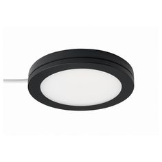 an image of a black ceiling light on a white background with the light turned off