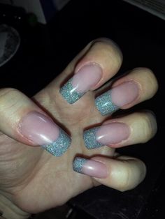 Silver glitter acrylic tip Acrylic Tips, Glitter Acrylic, Glitter Acrylics, Silver Glitter, Glitter, Silver