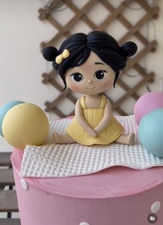 Diy Cake Topper Printable, Cake Artwork, Kue Fondant, Rapunzel Birthday Cake, Doll Cake Designs, Fondant Figurine, Fondant Girl, Doodle Cake, Fondant People