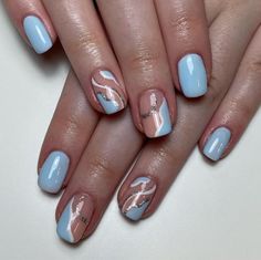 10 Baby Blue Nails Designs Which Are Gorgeous To Inspire You - Emerlyn Closet Pastel Blue And Silver Nails, Nail Art Blue Pastel, Nails Azul Pastel, Blue Nail Ideas Short, Nails For Baby Shower Boy, Baby Boy Shower Nails, Blue And Beige Nails, Baby Boy Nails Designs, Light Blue And Gold Nails