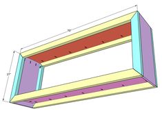 an unfinished shelf is shown with measurements