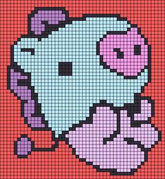 an image of a cartoon character made out of pixellated pixels, with pink and purple colors