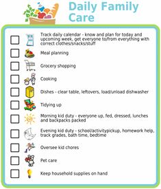 the daily family care checklist is shown