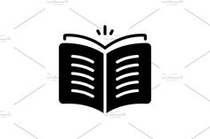 an open book icon in black and white, with the word reading on it's cover