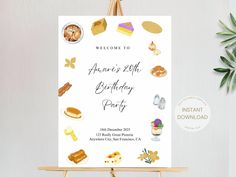 a birthday party welcome card on an easer