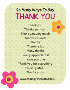 a thank card with flowers and the words, so many ways to say thank you