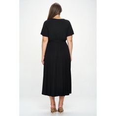 The Georgia Wrap Dress is a WEST K staple - it has a v-neckline, flutter sleeves, a faux wrap tie-waist detail and a hi-low hem. The easy fit silhouette and comfort stretch will make this dress a favorite piece you'll want in every print and color. Made in USA. Machine washable. Black Faux Wrap Dress For Summer, Belted V-neck Wrap Dress, Flowy Belted V-neck Midi Dress, Flowy Belted Midi Dress With V-neck, Black Midi Dress With Tie Waist And Surplice Neckline, Black Belted V-neck Midi Dress, Faux Wrap Dress, Flutter Sleeves, High Low Hem