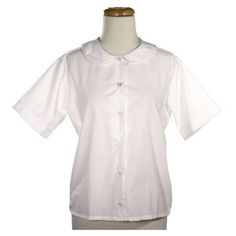 This button up blouse is a classic 50's style fashion with a rounded Peter Pan collar. Comfortable for work or casual. Size: XXL.  Color: White.  Gender: female.  Age Group: adult. Black Dress With Pearls, Peter Pan Blouse, Pan Collar Blouse, Peter Pan Collar Blouse, Poodle Skirt, Twirl Skirt, Slim Dresses, 50s Fashion, Collar Blouse