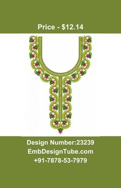 a green necklace with flowers and beads on it, in the middle of a white background