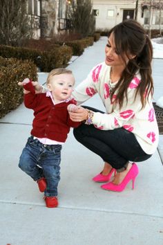 Valentines For Daughter, Mommy And Son, Valentines Outfits, Pink Valentines, Valentine's Day Outfit, Pink Heels, Outfit Casual, Outfits Casuales, Holiday Outfits