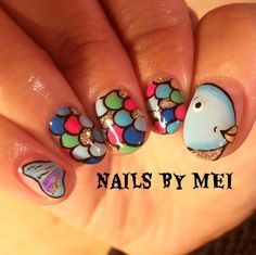 Pete The Cat Nails, Fish Nail Art, Book Nail Art, Teacher Nails, Fish Nails, Disney Nail Designs, Beauty Nails Design, Short Nails Art