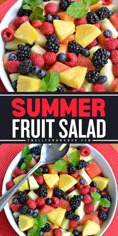 Here's an easy summer salad idea! This Summer Fruit Salad is a crowd-pleaser with fresh fruits that are full of color, texture, and flavor! This tasty treat is the perfect summer side dish for any party or up to Memorial Day party food! Delicious Healthy Salads, Summer Fruit Salad, Fruit Salad Easy, Summer Salads With Fruit, Summer Recipe, Fruit Salad Recipes, Live Healthy, Recipe Binder, Summer Salad