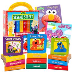 PRICES MAY VARY. Sesame Street Board Books Set Toddlers Babies Bundle ~ Pack of 12 Chunky My First Library Board Book Block with Stickers (Elmo Books for Infants) Come along with Elmo, Big Bird and their pals to explore concepts including counting, sounds, rhymes, shapes, music, color, and more! These 12 sturdy board books with "just-my-size pages" are perfect for little hands, leading the way to a lifelong love of reading. All the books are housed in a durable, colorful case with convenient han Shapes Rhymes, Books For Infants, Dr Seuss Abc Book, Elmo Toys, Sesame Street Birthday Target, Sesame Street Toys, Book Content, Frijoles Refritos, Board Books For Babies