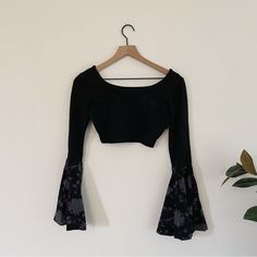 Rare Vintage Betsey Crop Top With Purple And Blue Floral Butterfly Sleeve, Dark Blue Top. Very Rare One Of My Favorite Pieces So Listed High But Open To Offers, In Good Condition. Measurements Lying Flat About: Chest 15.5” Length 12” Sleeve 25” Dark Blue Top, Vintage Betsey Johnson, Butterfly Sleeve, Floral Butterfly, Butterfly Sleeves, Long Sleeve Crop, Blue Top, Long Sleeve Crop Top, Vintage Tops