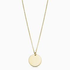 Classic Yellow Gold Coin Necklace With Round Pendant, Classic Gold Coin Necklace, Classic 14k Gold Coin Necklace Gift, Classic Yellow Gold Circular Necklace, Classic Yellow Gold Circle Necklace, Classic Circle Yellow Gold Necklace, Minimalist Engraved Yellow Gold Coin Necklace, Personalized Minimalist Yellow Gold Coin Necklace, Classic 14k Gold Coin Necklace With Round Pendant