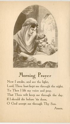 an old fashioned prayer card with the words morning prayer