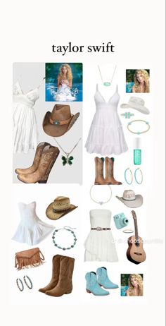 a collage of different items including boots, hats and necklaces on a cell phone