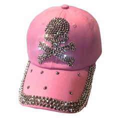 PRICES MAY VARY. Show off your edgy style with the Popfizzy skull baseball hat for women, an essential piece of skull clothing for women. This bling skeleton hat is adorned with sparkling rhinestones, making it an eye-catching addition to your skull accessories for women. Features a bold skull and crossbones design, adding a daring touch to this rhinestone hat, symbolizing strength and rebellion. Level up your rhinestone clothes collection with our rhinestone hat, bedazzled and embellished to pe Cybercore Pink, Goth Hats, Rhinestone Clothes, Ball Caps For Women, Women Pirate, Skeleton Hat, Pink Emo, Rhinestone Hat, Rhinestone Accessories