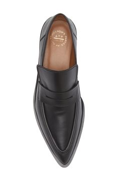 A pointy toe adds a modern flourish to this essential penny loafer shaped from luxe Italian leather. 1" heel Leather upper, lining and sole Made in Italy Loafer Women, Favorite Daughter, Platform Slippers, Penny Loafer, Maternity Shops, Kids Sandals, Fabric Gift Bags, Designer Clothes For Men, Modern Outfits