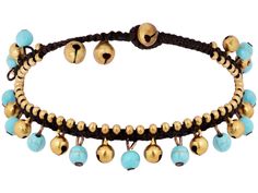 PRICES MAY VARY. JINGLING STYLE: This ankle bracelet features a handwoven rope design with small brass bells along the chain that produce a cheerful jingle with every step TURQUOISE ACCENTS: Bright turquoise beads and accents are woven throughout the rope pattern, adding vibrant pops of color perfect for summer BRASS HARDWARE: High-quality brass is used for the chain links and bell attachments, ensuring durability and a shine that withstands beach and pool activities ONE SIZE FITS MOST: The adju Flirty Fashion, Ankle Accessories, Rope Pattern, Pool Activities, Bracelet Summer, Foot Bracelet, Weather Activities, Turquoise Accents, Bright Turquoise