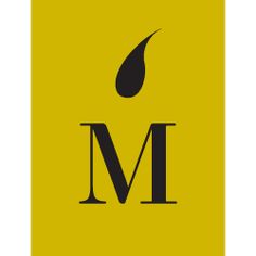 the letter m is shown in black and yellow