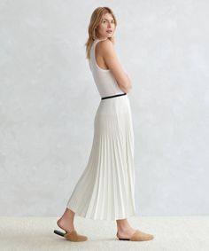 Jenni Kayne Women's Pleated Skirt in Ivory Size Large