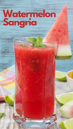 watermelon sangria with lime and mint garnish